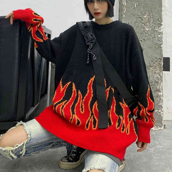 women's t-shirt autumn winter korean oversize flame knitted pullover loose sweater for women ephp, White
women's t-shirt autumn winter korean oversize flame knitted pullover loose sweater for women ephp, White