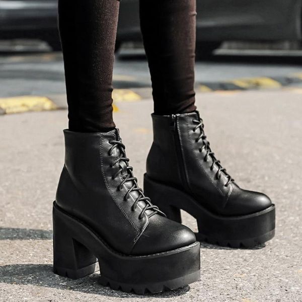 boots female classic design motorcycle square heel round toe lace-up super high ankle platform women shoes, Black
boots female classic design motorcycle square heel round toe lace-up super high ankle platform women shoes, Black