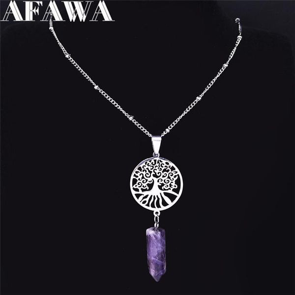 stainless steel purple crystal tree of life hexagonal reiki point chakra stone necklaces jewelry collier femme nxs04 pendant, Silver
stainless steel purple crystal tree of life hexagonal reiki point chakra stone necklaces jewelry collier femme nxs04 pendant, Silver