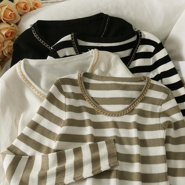 women's sweaters women knitted woman winter autumn sweater o neck stripe long sleeve korean female pullover drop, White;black
women's sweaters women knitted woman winter autumn sweater o neck stripe long sleeve korean female pullover drop, White;black
