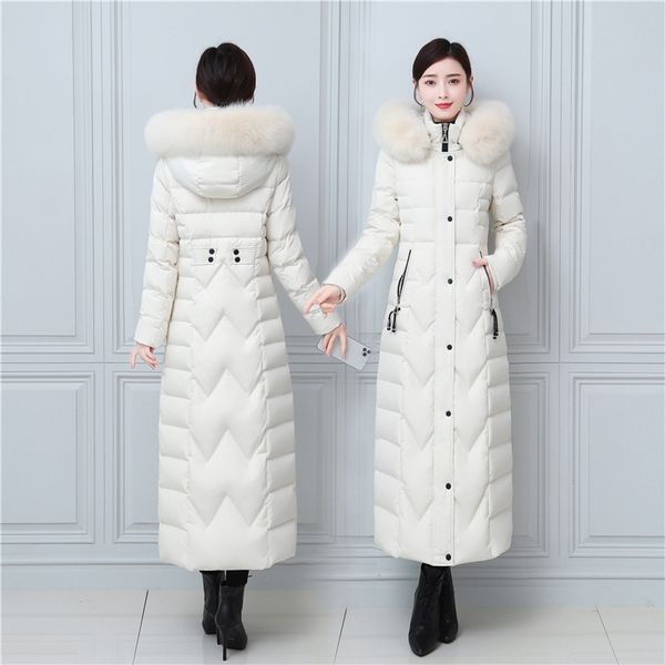 real fox fur collar down jacket women's long style over the knee thickened and lengned to ankle super white duck large, Black
real fox fur collar down jacket women's long style over the knee thickened and lengned to ankle super white duck large, Black