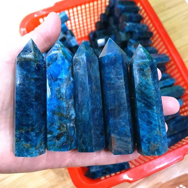 decorative objects & figurines 2pc natural blue apatite crystal wand quartz mineral single points meditation healing stones decoration speci
decorative objects & figurines 2pc natural blue apatite crystal wand quartz mineral single points meditation healing stones decoration speci