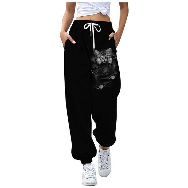 women's pants & capris 2021 women fashion high street pocket sweatpants animal cat print trousers simple solid jogger long mujer, Black;white
women's pants & capris 2021 women fashion high street pocket sweatpants animal cat print trousers simple solid jogger long mujer, Black;white