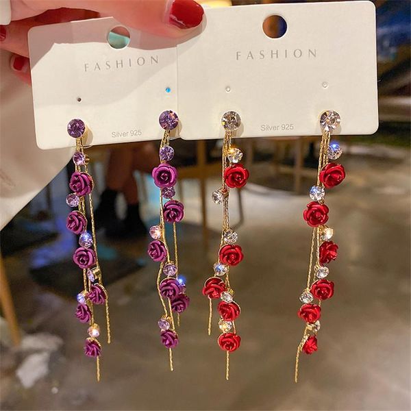 charm roses dangle earrings for women designer creativity luxury jewelry inlaid zircon party s925 needle & chandelier, Silver
charm roses dangle earrings for women designer creativity luxury jewelry inlaid zircon party s925 needle & chandelier, Silver