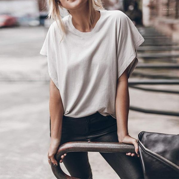 women's t-shirt summer clothing o-neck short sleeve pullover solid color casual lady fashion street loose t shirt women, White
women's t-shirt summer clothing o-neck short sleeve pullover solid color casual lady fashion street loose t shirt women, White