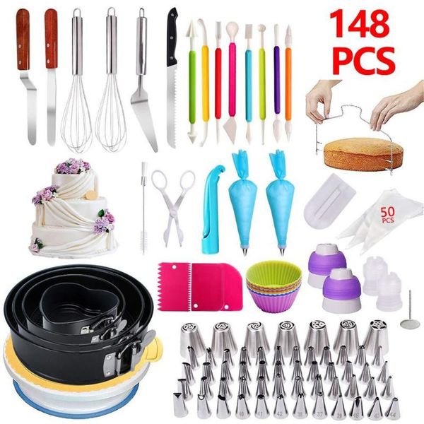 148pcs multi-function cake decorating kit kitchen dessert baking pastry supplies turntable set tube fondant tool & tools
148pcs multi-function cake decorating kit kitchen dessert baking pastry supplies turntable set tube fondant tool & tools