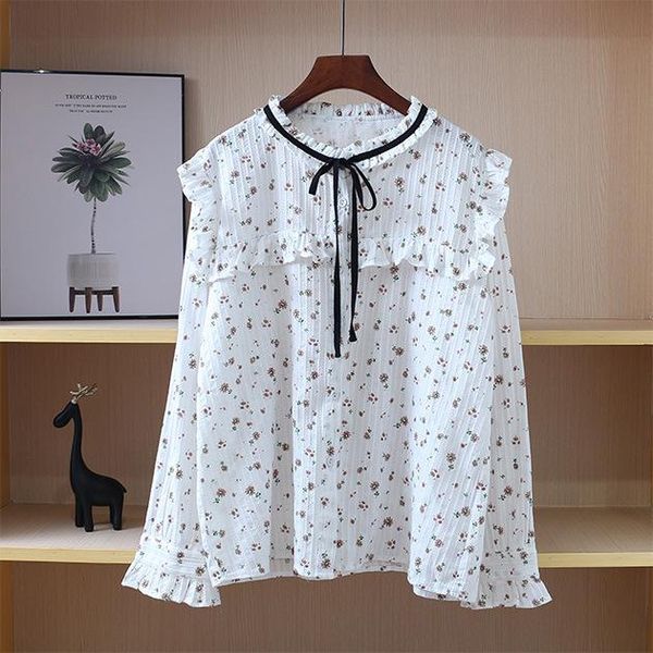 women's blouses & shirts arrival lace up long sleeve cotton women floral printed casual sweet blouse 2021 spring single breasted blusa, White
women's blouses & shirts arrival lace up long sleeve cotton women floral printed casual sweet blouse 2021 spring single breasted blusa, White