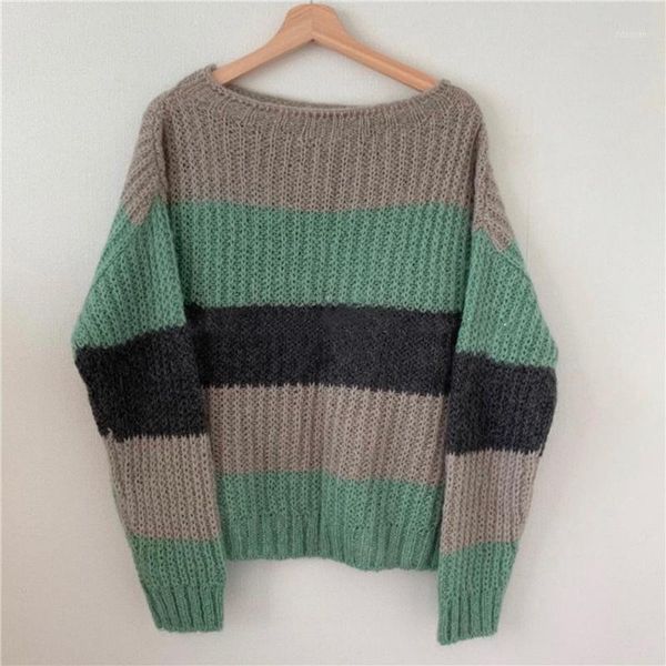 women's sweaters french retro loose simple casual striped color block sweater 2021 autumn hedging fashion college style knitted, White;black
women's sweaters french retro loose simple casual striped color block sweater 2021 autumn hedging fashion college style knitted, White;black