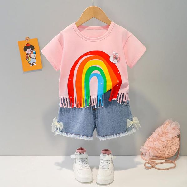 clothing sets summer toddler girl clothes born set lovely infant kids short sleeve rainbow t-shirt+denim shorts two piece baby outfit, White
clothing sets summer toddler girl clothes born set lovely infant kids short sleeve rainbow t-shirt+denim shorts two piece baby outfit, White