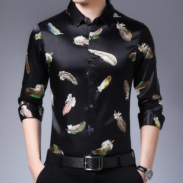 men's casual shirts design men est shirt long sleeve printed brand formal business thin for fashion party, White;black
men's casual shirts design men est shirt long sleeve printed brand formal business thin for fashion party, White;black