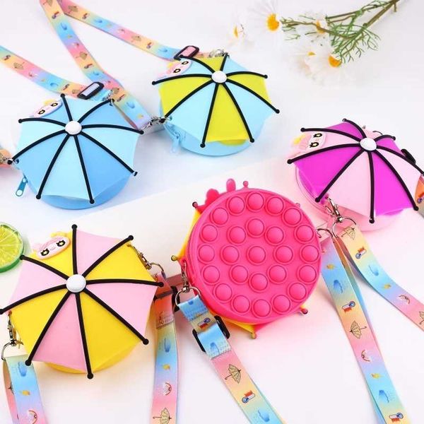 coin purses rainbow umbrella silicone handbag fidget toys cartoon zero wallet shoulder bag pop simple dimples finger toy for girls kids gift, Red;black
coin purses rainbow umbrella silicone handbag fidget toys cartoon zero wallet shoulder bag pop simple dimples finger toy for girls kids gift, Red;black