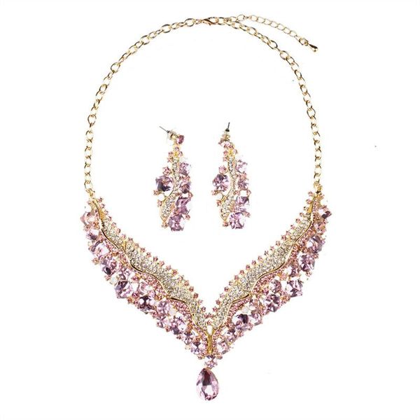 earrings & necklace fine pink/multi/champgne rhinestone bride retro jewelry set luxury crystal earring and vintage party, Silver
earrings & necklace fine pink/multi/champgne rhinestone bride retro jewelry set luxury crystal earring and vintage party, Silver