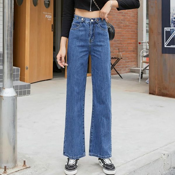 women's jeans high waist wide leg straight loose for women, Blue 
women's jeans high waist wide leg straight loose for women, Blue