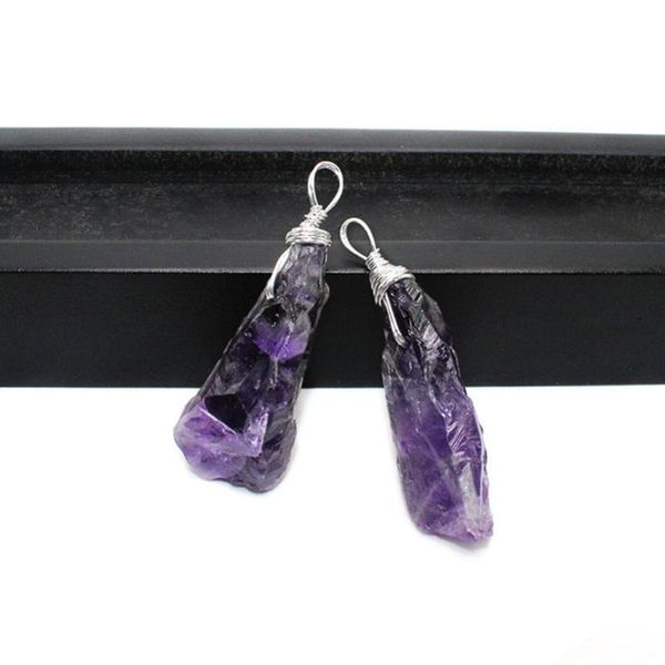 wire wrapped genuine purple stone irregular shape long pendant necklace silvertone wired with pu cord chain 18" necklaces, Silver
wire wrapped genuine purple stone irregular shape long pendant necklace silvertone wired with pu cord chain 18" necklaces, Silver