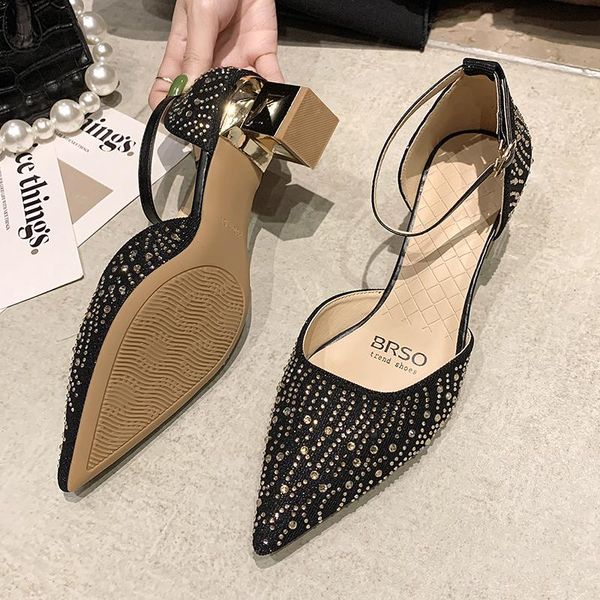 sandals summer square heel pointed toe pu leather for women party shoes elegant pumps, Black
sandals summer square heel pointed toe pu leather for women party shoes elegant pumps, Black