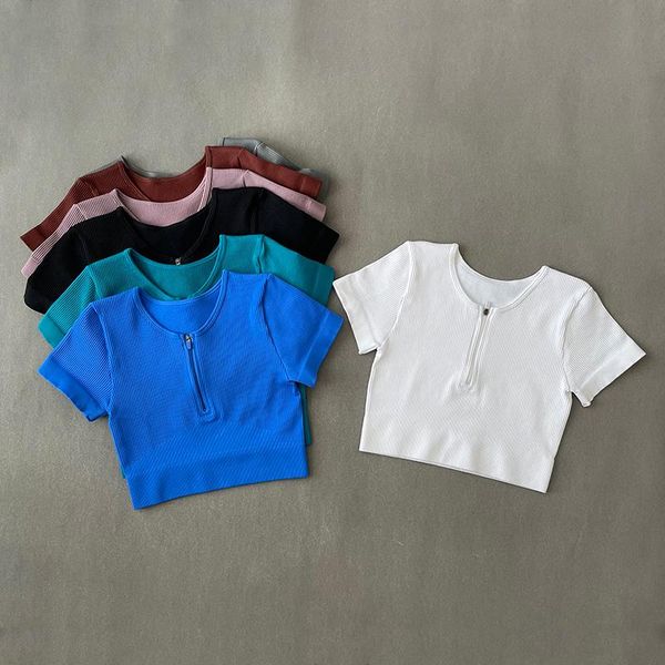 yoga outfit woman sports with zipper crop ribbed short sleeve for fitness workout t-shirt gym clothing sportswear
yoga outfit woman sports with zipper crop ribbed short sleeve for fitness workout t-shirt gym clothing sportswear