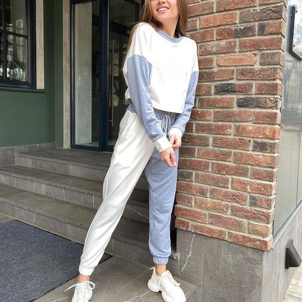 women's two piece pants yana fashion o neck asymmetrical patchwork suits women elegant panelled sweatshirts suit ankle banded ladies, White
women's two piece pants yana fashion o neck asymmetrical patchwork suits women elegant panelled sweatshirts suit ankle banded ladies, White