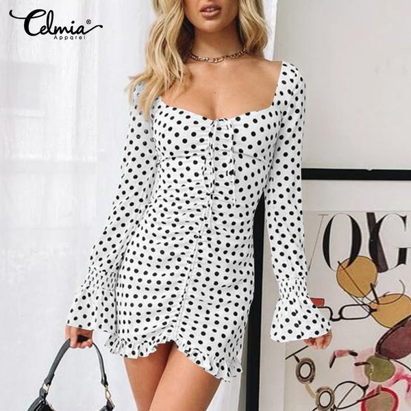 dresses celmia women square collar backless wrapped dress summer long sleeve polka dot sundress fashion folds party mini vestidos, Black;gray
dresses celmia women square collar backless wrapped dress summer long sleeve polka dot sundress fashion folds party mini vestidos, Black;gray