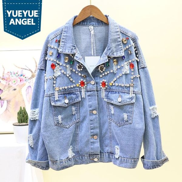 women's jackets heavy beading diamond hole ripped loose denim coat woman spring autumn fashion long sleeve office ladies m, Black;brown
women's jackets heavy beading diamond hole ripped loose denim coat woman spring autumn fashion long sleeve office ladies m, Black;brown