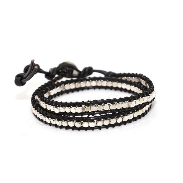 tennis chic style genuine leather small metal beads single wrap bracelet, Golden;silver
tennis chic style genuine leather small metal beads single wrap bracelet, Golden;silver
