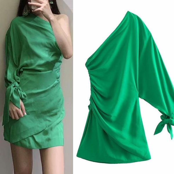 casual dresses pleated dress vestido women single shoulder green color asymmetric women's female chic roupas femininas party, Black;gray
casual dresses pleated dress vestido women single shoulder green color asymmetric women's female chic roupas femininas party, Black;gray