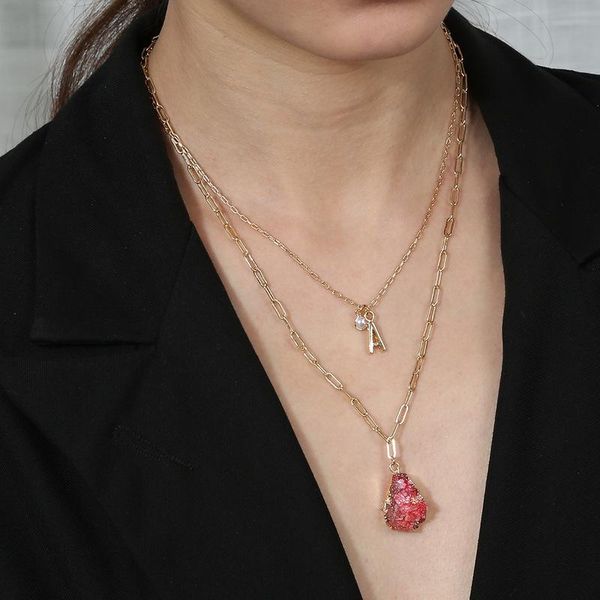 pendant necklaces minar wholesale irregular waterdrop stone necklace for women layered hollow linked chain letter pearl chokers, Silver
pendant necklaces minar wholesale irregular waterdrop stone necklace for women layered hollow linked chain letter pearl chokers, Silver