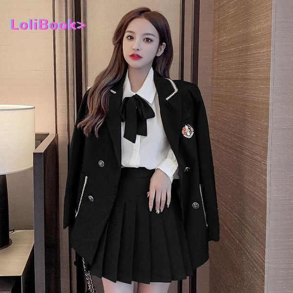clothing sets lolibook women 2021 autumn college style fashion suit three-piece jacket student pleated skirt blouse, White
clothing sets lolibook women 2021 autumn college style fashion suit three-piece jacket student pleated skirt blouse, White