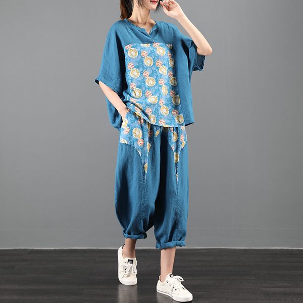 short summer large size retro release impression sewing cotton and linen harem women's suit casual 2 piece assembly k732 h59n, White;black
short summer large size retro release impression sewing cotton and linen harem women's suit casual 2 piece assembly k732 h59n, White;black