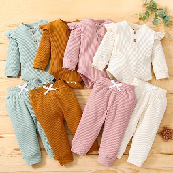 clothing sets born baby girls ribbed clothes set outfits toddler little kids ruffle long sleeve romper+elastic bowknot trousers, White
clothing sets born baby girls ribbed clothes set outfits toddler little kids ruffle long sleeve romper+elastic bowknot trousers, White