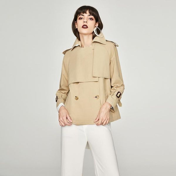 short-height windbreaker style women's korean-style tooling long-sleeved chic short coat autumn loose trench coats, Tan;black
short-height windbreaker style women's korean-style tooling long-sleeved chic short coat autumn loose trench coats, Tan;black