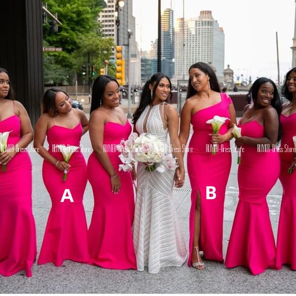 bridesmaid dress fuchsia mermaid dresses satin long wedding party spaghetti straps lace up back african prom gown vestidos, White;pink
bridesmaid dress fuchsia mermaid dresses satin long wedding party spaghetti straps lace up back african prom gown vestidos, White;pink