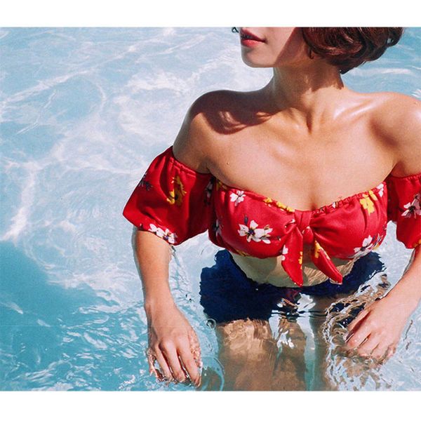 thai swimsuit women's spring small chest high waist bubble sleeve, White;black
thai swimsuit women's spring small chest high waist bubble sleeve, White;black