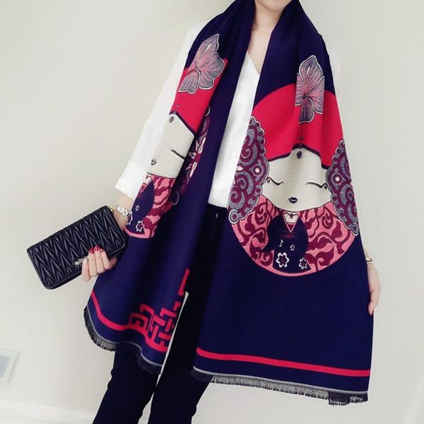 scarves cute auspicious doll women scarf winter warm shawl imitation cashmere female dual-use soft skin-friendly blanket, Blue;gray
scarves cute auspicious doll women scarf winter warm shawl imitation cashmere female dual-use soft skin-friendly blanket, Blue;gray