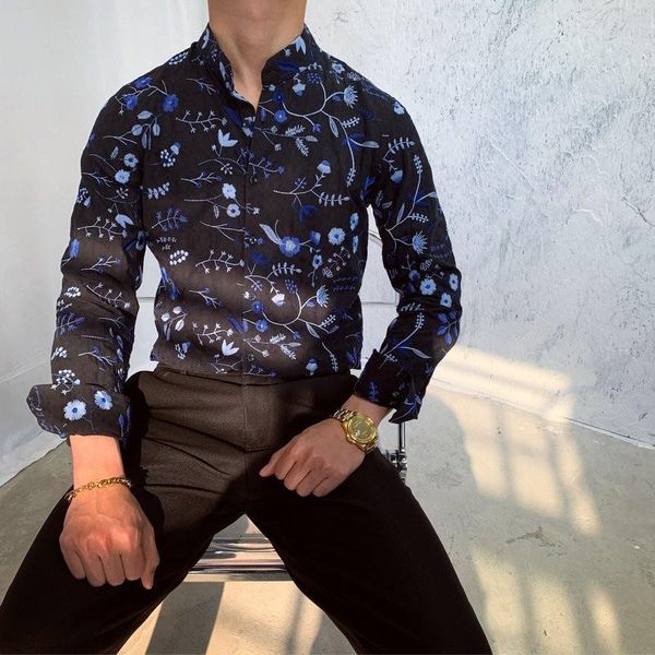 men's casual shirts flowers mens shirt design stand collar embroidery long sleeve slim fit single breasted cotton vintage male, White;black
men's casual shirts flowers mens shirt design stand collar embroidery long sleeve slim fit single breasted cotton vintage male, White;black