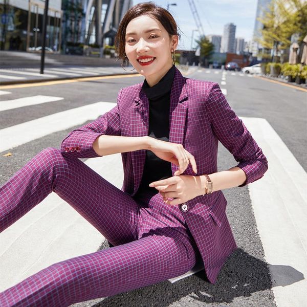 rusty purple apricot women blazer suit work business formal pant 2 piece set plaid jacket and for interview women's two pants, White
rusty purple apricot women blazer suit work business formal pant 2 piece set plaid jacket and for interview women's two pants, White