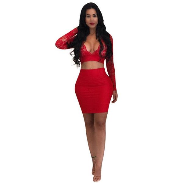 women set slim bodycon long sleeve 2 piece sets suit elegant party v-neck lace cropped shirt +mini pencil skirt women's two pants, White
women set slim bodycon long sleeve 2 piece sets suit elegant party v-neck lace cropped shirt +mini pencil skirt women's two pants, White