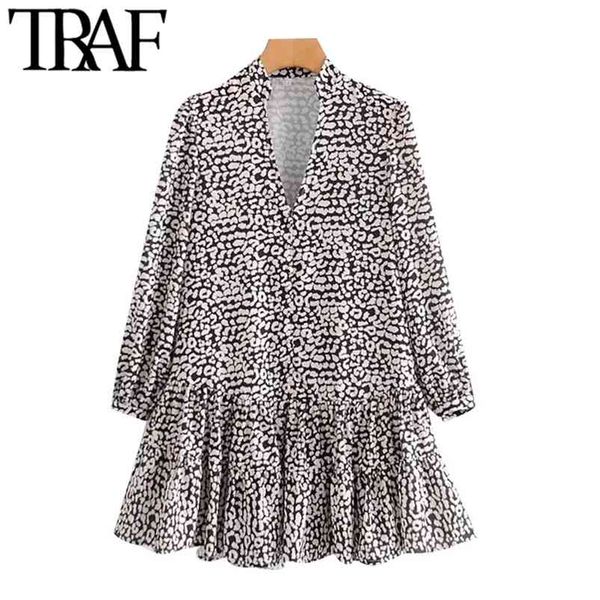 women chic fashion leopard print ruffled mini dress vintage v neck long sleeve female dresses vestidos mujer 210507, Black;gray
women chic fashion leopard print ruffled mini dress vintage v neck long sleeve female dresses vestidos mujer 210507, Black;gray