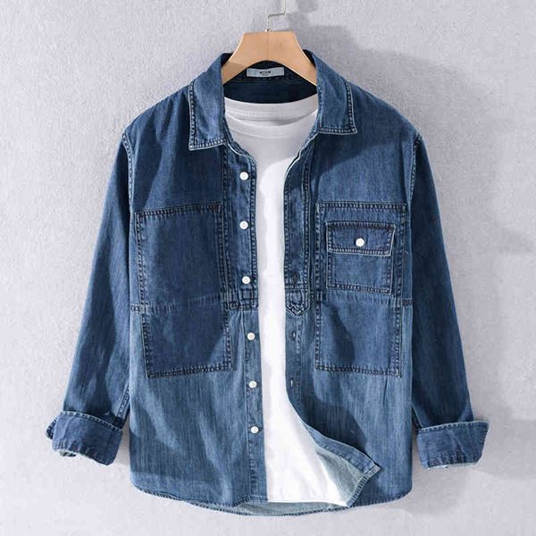 men's t-shirts autumn long sleeve denim workwear casual spring retro trend shirts for men solid pure cotton shirt mens chemise src5, White;black
men's t-shirts autumn long sleeve denim workwear casual spring retro trend shirts for men solid pure cotton shirt mens chemise src5, White;black