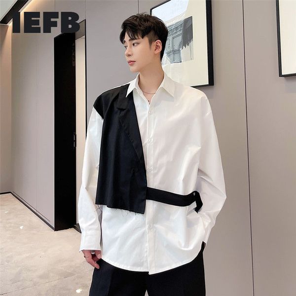 iefb contrast color patchwork fake two piece workwear long sleeve shirt men's loose handsome casual shirts oversize 210524, White;black
iefb contrast color patchwork fake two piece workwear long sleeve shirt men's loose handsome casual shirts oversize 210524, White;black