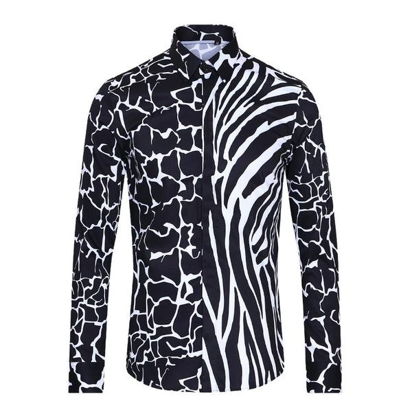 men's casual shirts black simple fashion trend and white color matching printing long-sleeved wedding party prom shirt, White;black
men's casual shirts black simple fashion trend and white color matching printing long-sleeved wedding party prom shirt, White;black