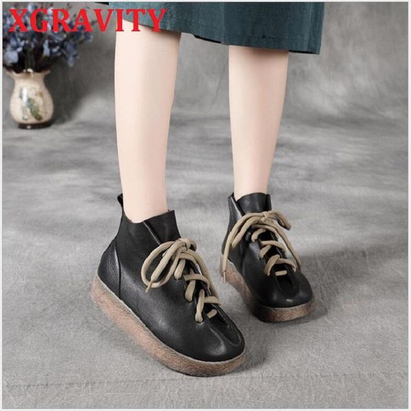 boots xgravity autumn soft genuine leather lace up women thick sole 3cm shoes elegant ladies fashion short s055, Black
boots xgravity autumn soft genuine leather lace up women thick sole 3cm shoes elegant ladies fashion short s055, Black