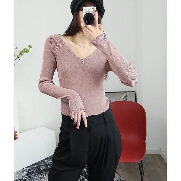 women's sweaters 2021 spring and autumn two-color v-neck small slim solid color long-sleeved bottoming shirt women, White;black
women's sweaters 2021 spring and autumn two-color v-neck small slim solid color long-sleeved bottoming shirt women, White;black