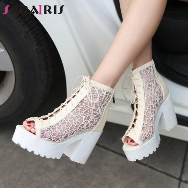 peep toe big size sandals women fashion black platform high heels ladies rome style shoes