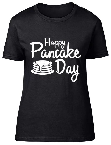 happy pancake day fitted womens ladies t shirt, White;black 
happy pancake day fitted womens ladies t shirt, White;black