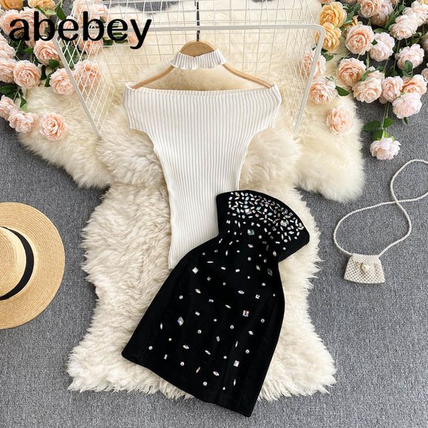 women summer design set knie off shoulder strapless dress two pieces 210512, Black;gray
women summer design set knie off shoulder strapless dress two pieces 210512, Black;gray