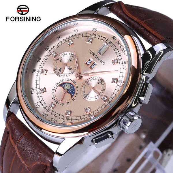 2018 forsining luxury brand mechanical gentlemen clocks leather seamless diamond automatic men, Slivery;brown
2018 forsining luxury brand mechanical gentlemen clocks leather seamless diamond automatic men, Slivery;brown