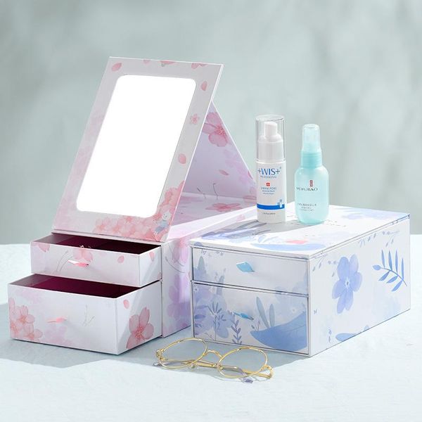 2-layers storage box with makeup mirror folding portable deskorganizer small vanity mirrors lipstick holder boxes & bins
2-layers storage box with makeup mirror folding portable deskorganizer small vanity mirrors lipstick holder boxes & bins