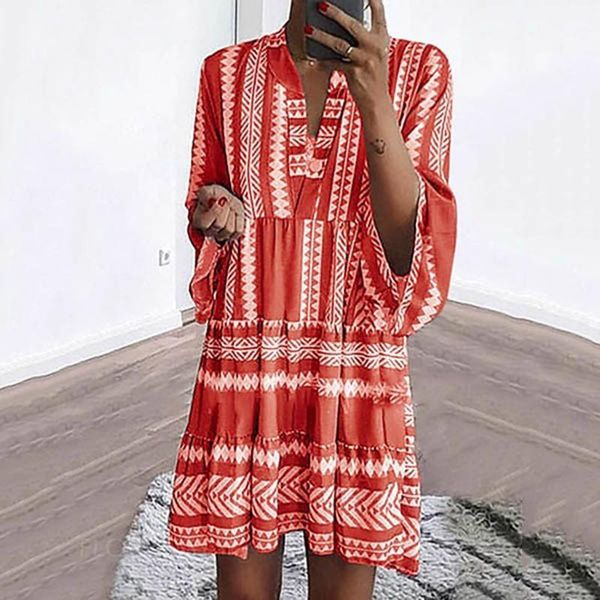 fashion women summer v-neck beach dress casual lady bohemia floral printed dresses vestido mujer #t1g, Black;gray
fashion women summer v-neck beach dress casual lady bohemia floral printed dresses vestido mujer #t1g, Black;gray