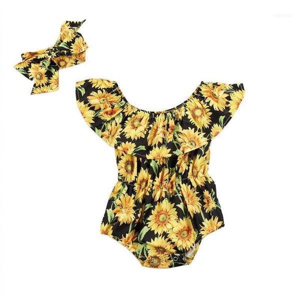 floral born infant baby girls yellow flower short ruffle sleeve romper jumpsuit headband clothes summer costume 0-24m1, Blue
floral born infant baby girls yellow flower short ruffle sleeve romper jumpsuit headband clothes summer costume 0-24m1, Blue