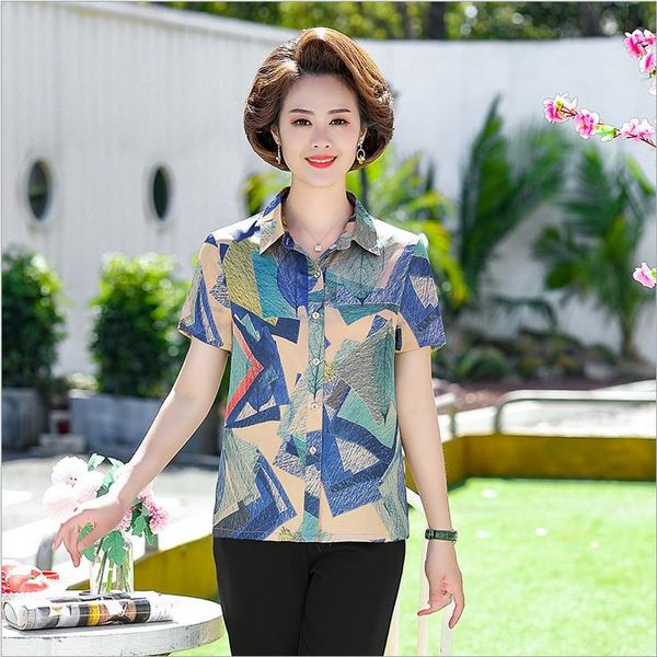 women's blouses & shirts mothers summer print short sleeve lapel flower 5xl plus size style casual shirt middle-aged women clothing 20, White
women's blouses & shirts mothers summer print short sleeve lapel flower 5xl plus size style casual shirt middle-aged women clothing 20, White